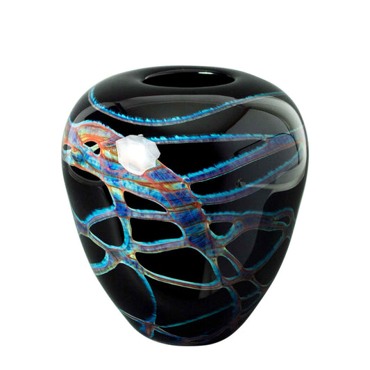 Blue Aurora Short Puff Vase