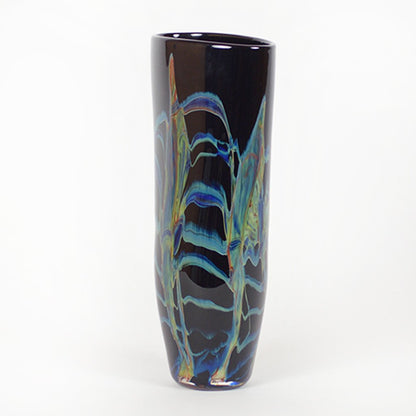 Blue Aurora Flat Taper Vase